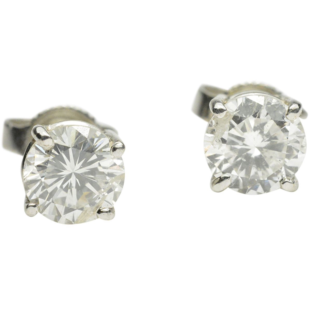 14k White Gold Diamond Stud Earrings 1.50ct