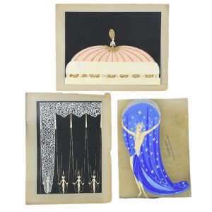 Phoebe/Costume Design/Stage Curtain Gouache 3 Pcs by Erte