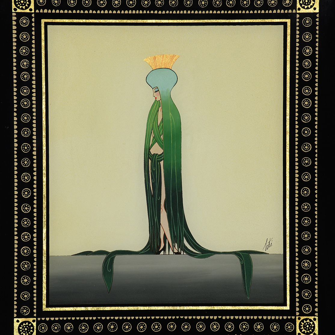 Opera Gouache by Erte, Framed Paper 24k Gold Leaf Borders Framed - Image 2