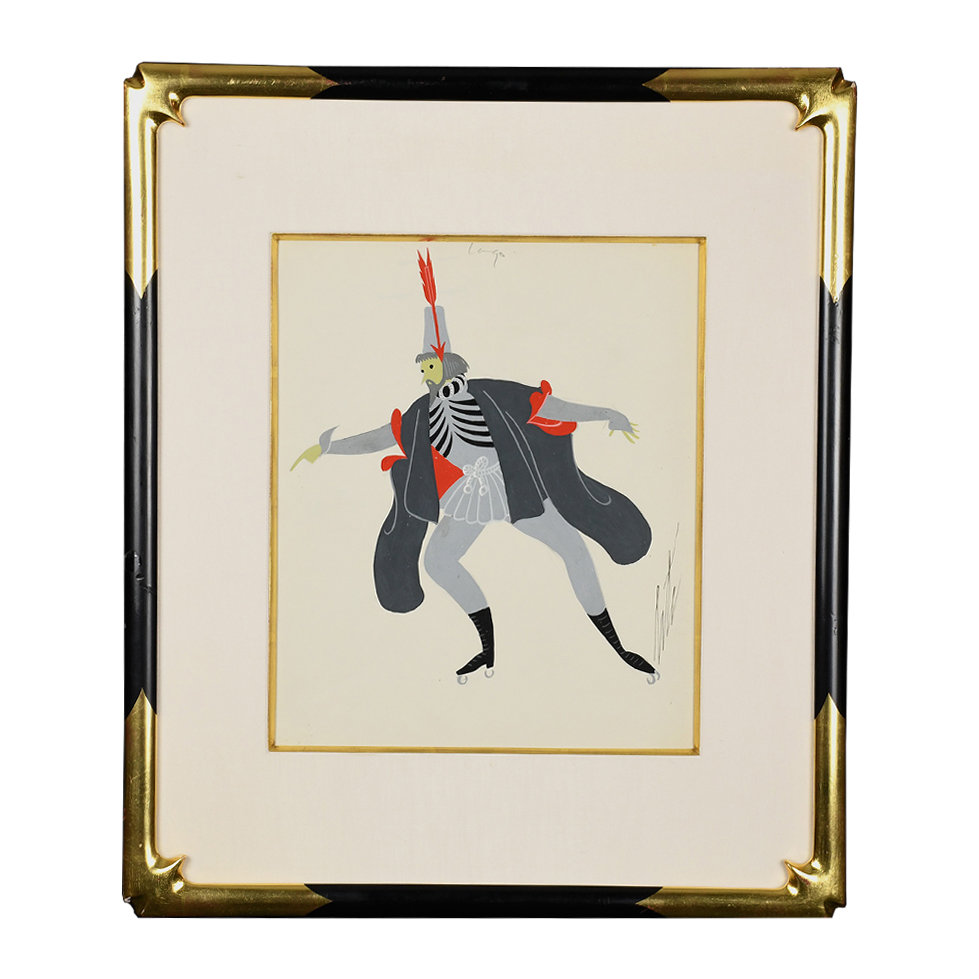 Iago Framed Gouache by Erte, Original Art Deco Gouache on Paper Framed - Image 3