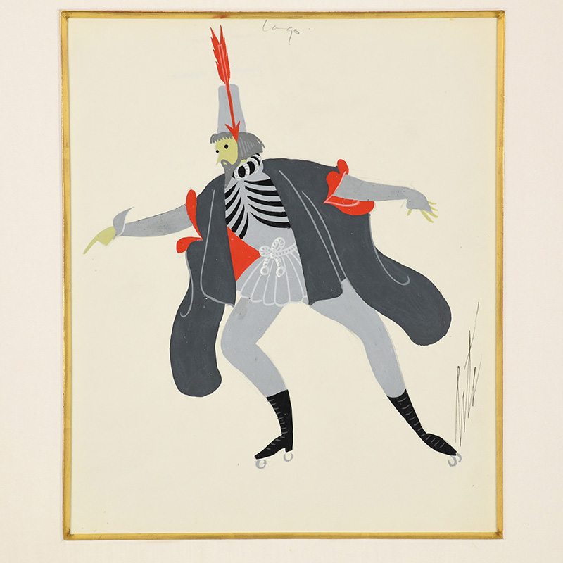 Iago Framed Gouache by Erte, Original Art Deco Gouache on Paper Framed - Image 2