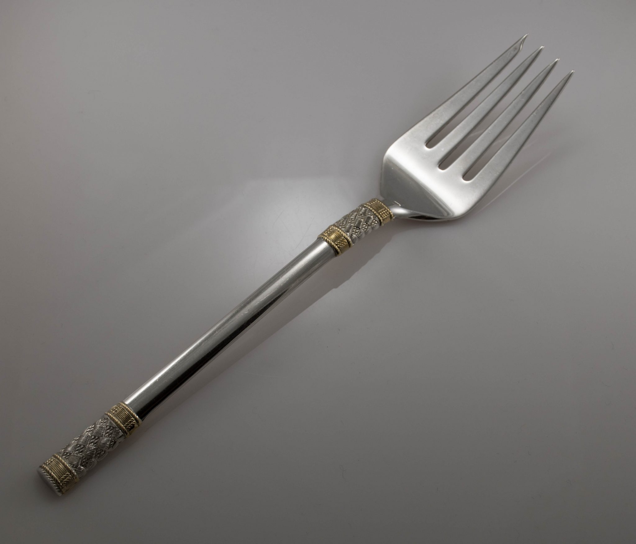 Aegean Weave Gold by Wallace Sterling Silver Cold Meat Fork 5/8