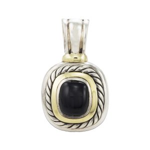 14k Yellow Gold & Sterling Silver Black Onyx Genuine David Yurman Pendant
