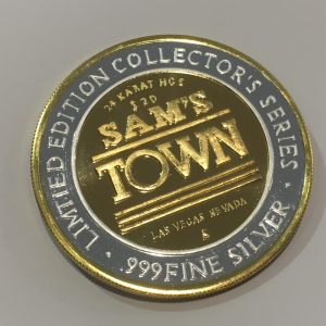 $20 Sam's Town Casino Token .999 Silver 24k Gold Plated 40 grams