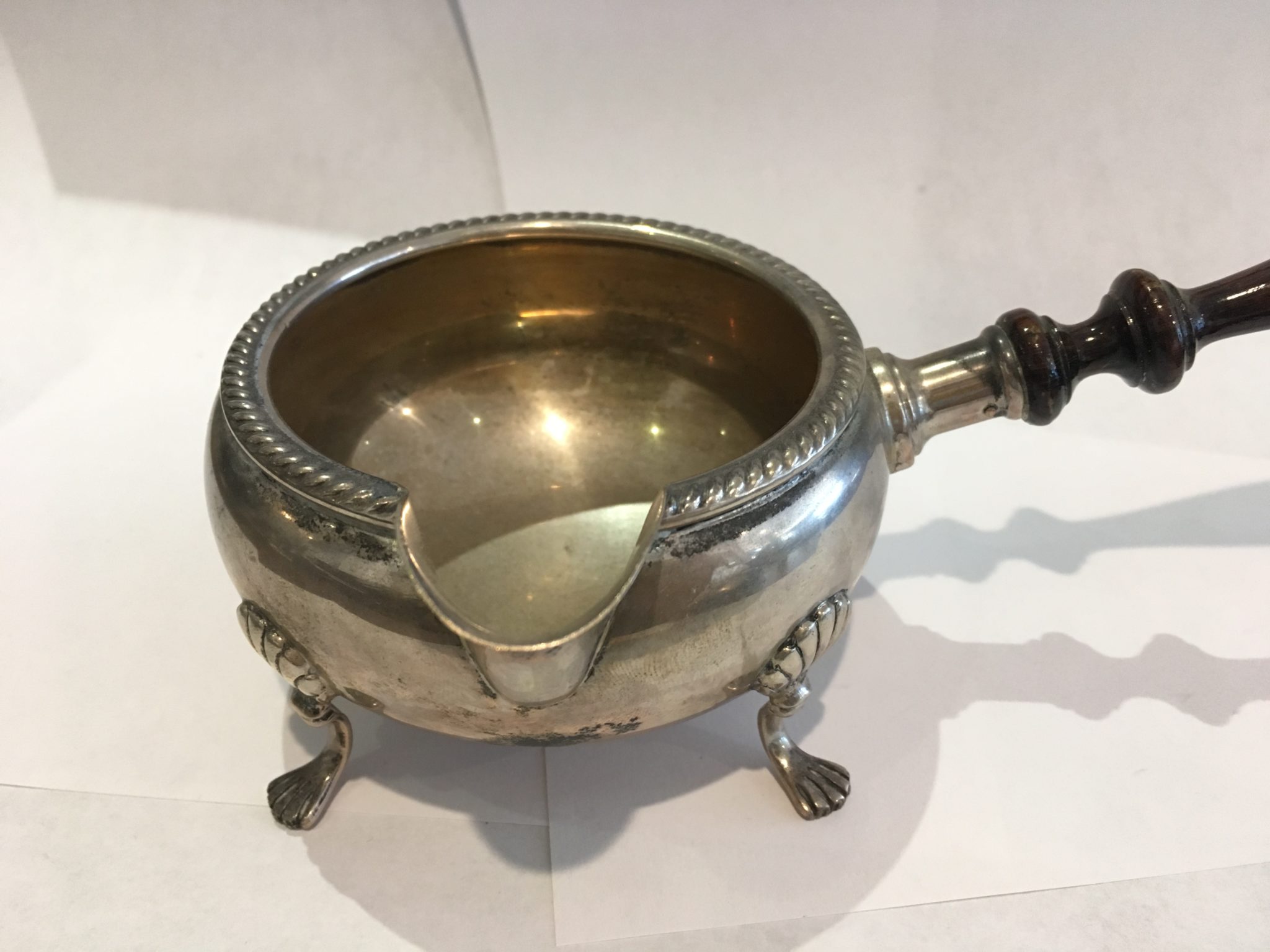 Sterling Silver Seashell Footed Wood Handle Mini Fondue Bowl by Fisher 3.5 ozt 7.5" Long - Image 5