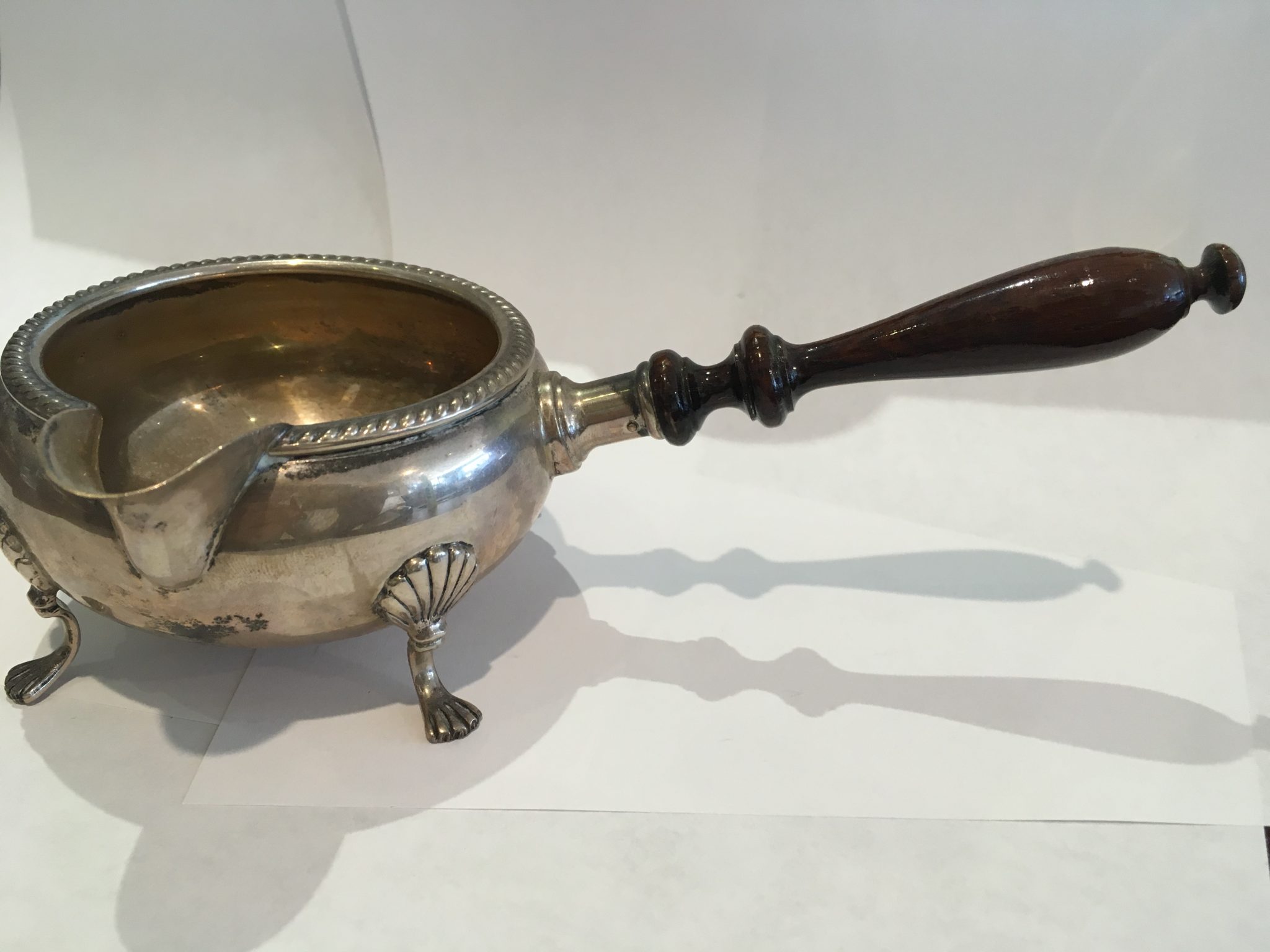 Sterling Silver Seashell Footed Wood Handle Mini Fondue Bowl by Fisher 3.5 ozt 7.5" Long - Image 4