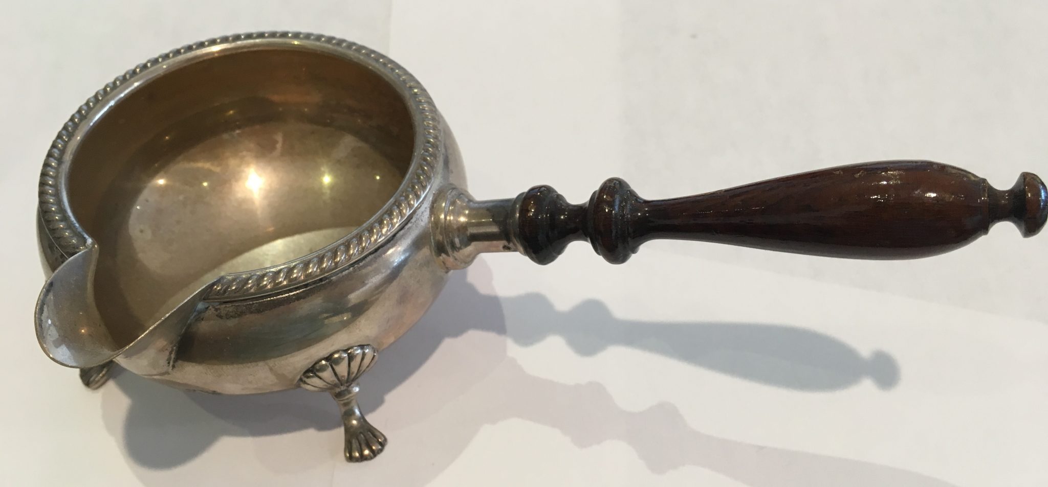 Sterling Silver Seashell Footed Wood Handle Mini Fondue Bowl by Fisher 3.5 ozt 7.5" Long - Image 3