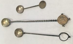 Lot of (3) Mexican Silver Coin Spoons Early 20th Century Reis