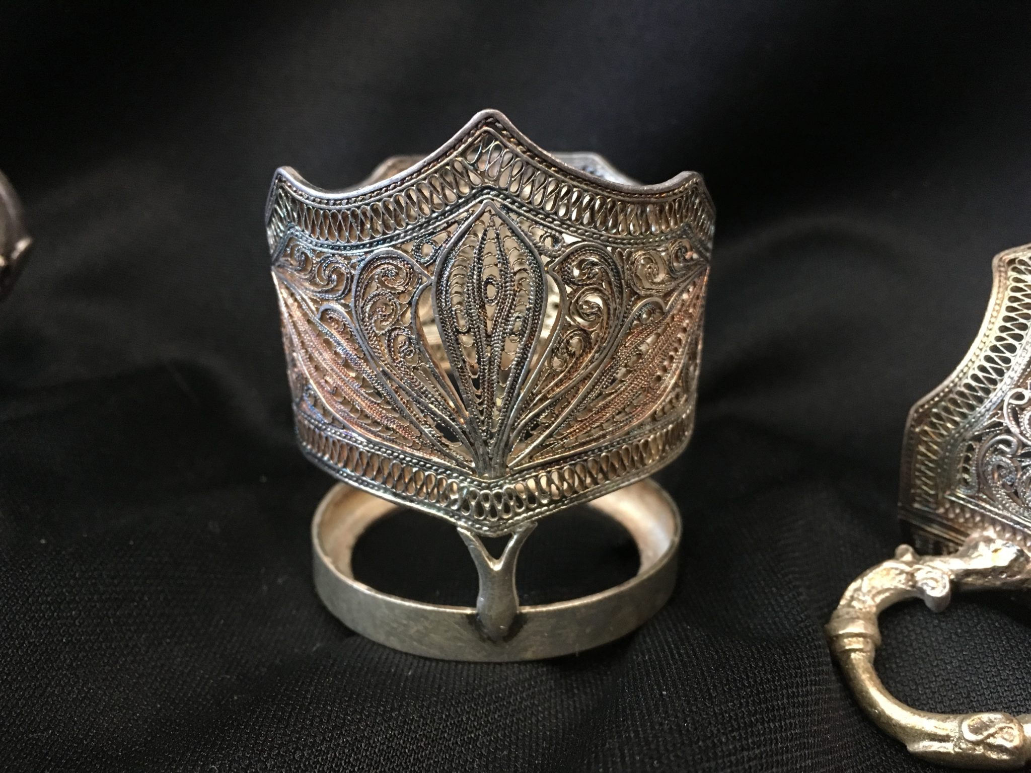 Set of (6) Silver Filigree Demitasse Cup Holders .800 Fine Early 20th Century - Image 3