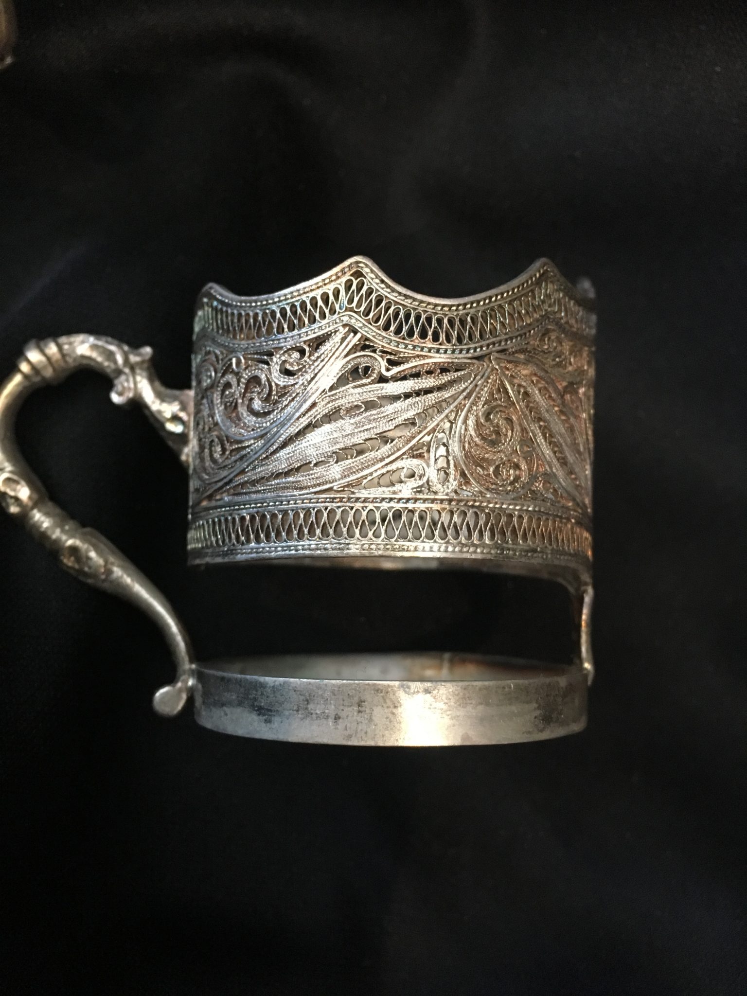 Set of (6) Silver Filigree Demitasse Cup Holders .800 Fine Early 20th Century - Image 2