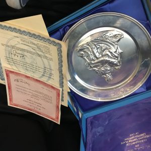Vintage Sterling Silver Plate Pietà by Michaelangelo STAMPED w/ Display Box