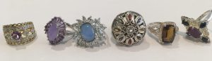 Sterling Silver Vintage/Antique Gemstone Group of Six Ring all Size 6