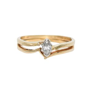 Marquise Diamond Solitaire Ring in 14K Yellow Gold
