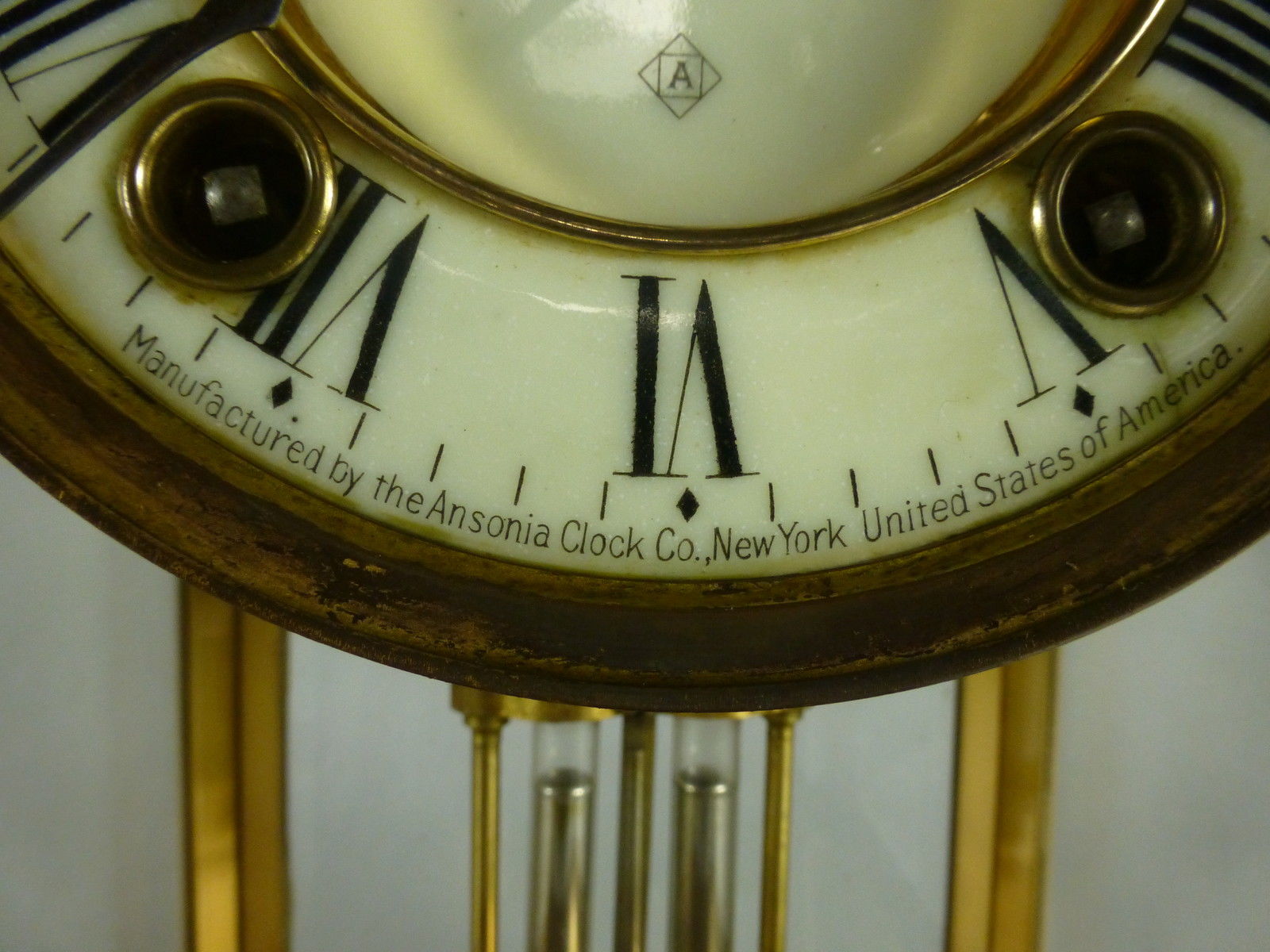 Ansonia Brass and Glass Mantle Clock 10.75
