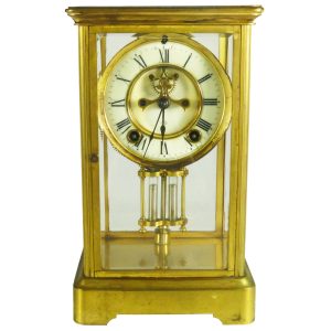 Ansonia Brass and Glass Mantle Clock 10.75"