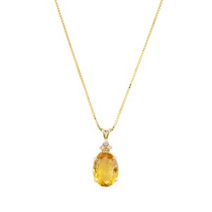 Citrine Quartz & Diamond Necklace