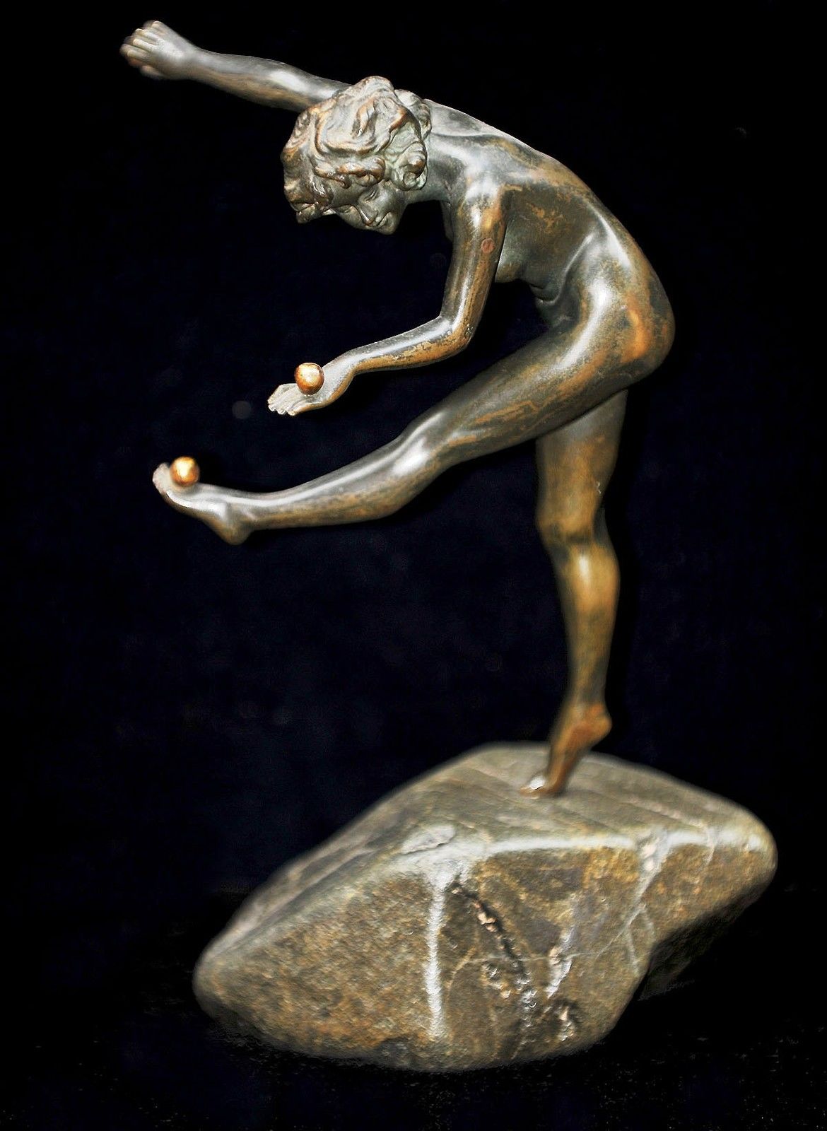 Bronze Art Nouveau Sculpture of a Nude Dancer - Base Marked Colinet - Image 2