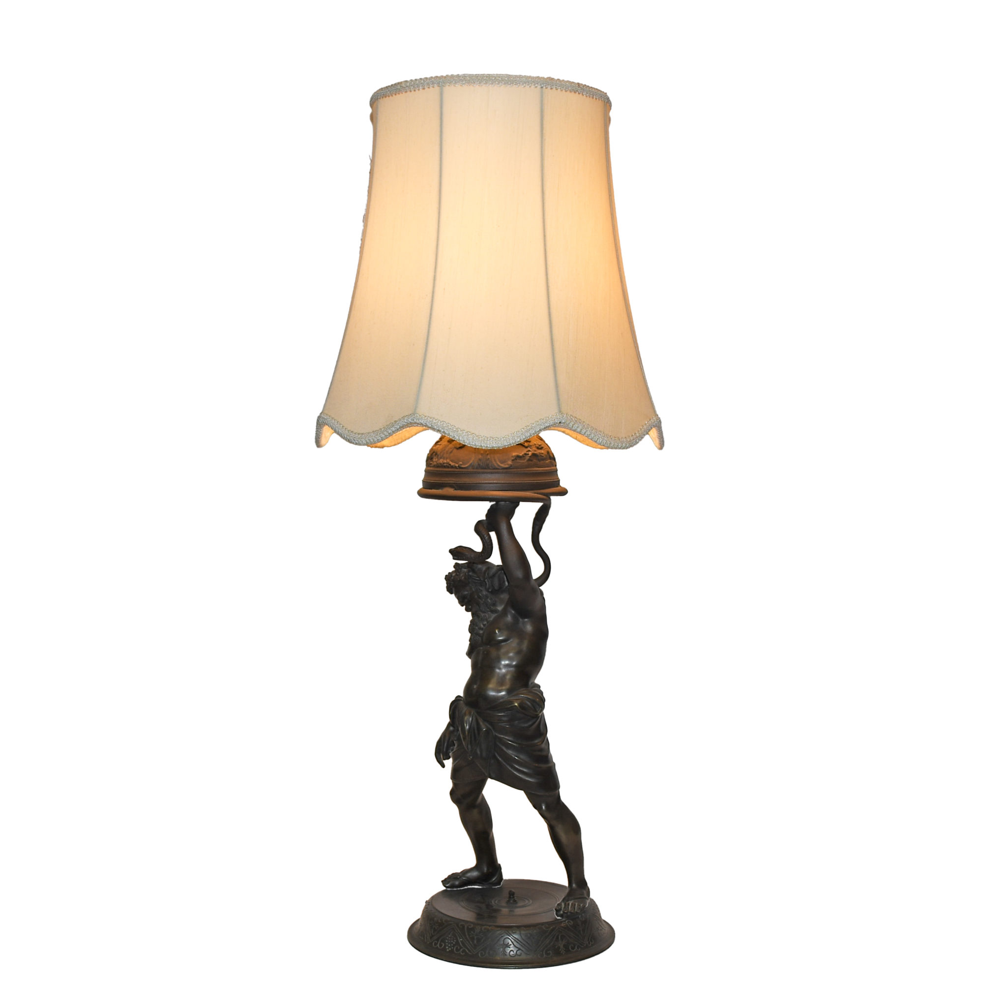 Original Antique Lamp with Deity Base, Circa 1870-1900 - Tangible