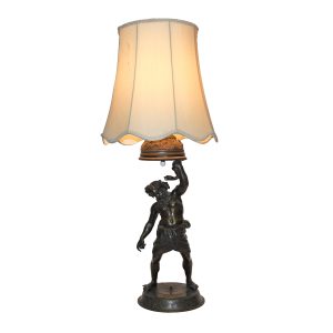 Original Antique Lamp with Deity Base, Circa 1870-1900