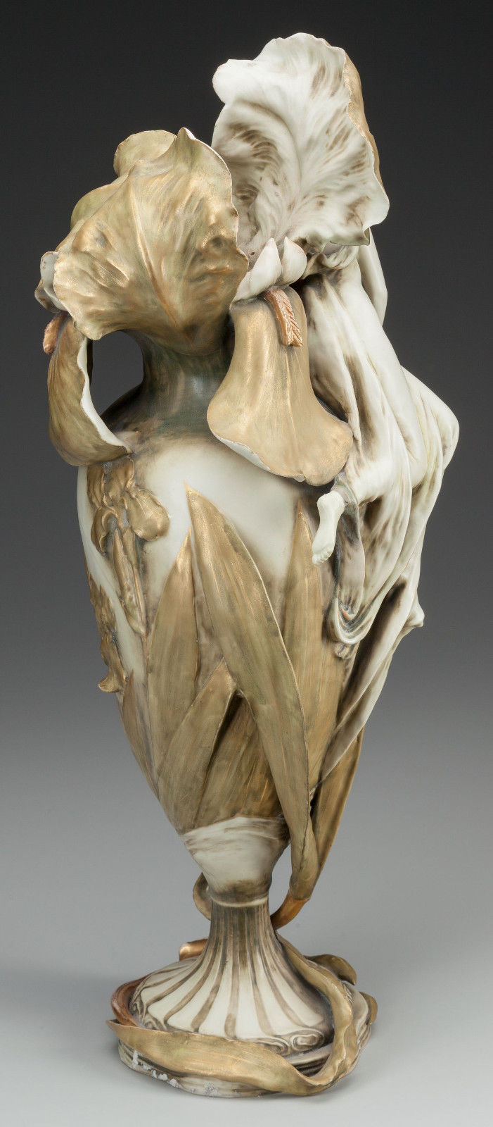 Art Nouveau Amphora Vase Bohemian Style Gold Gilt Painted Figural Flowers Lady - Image 3