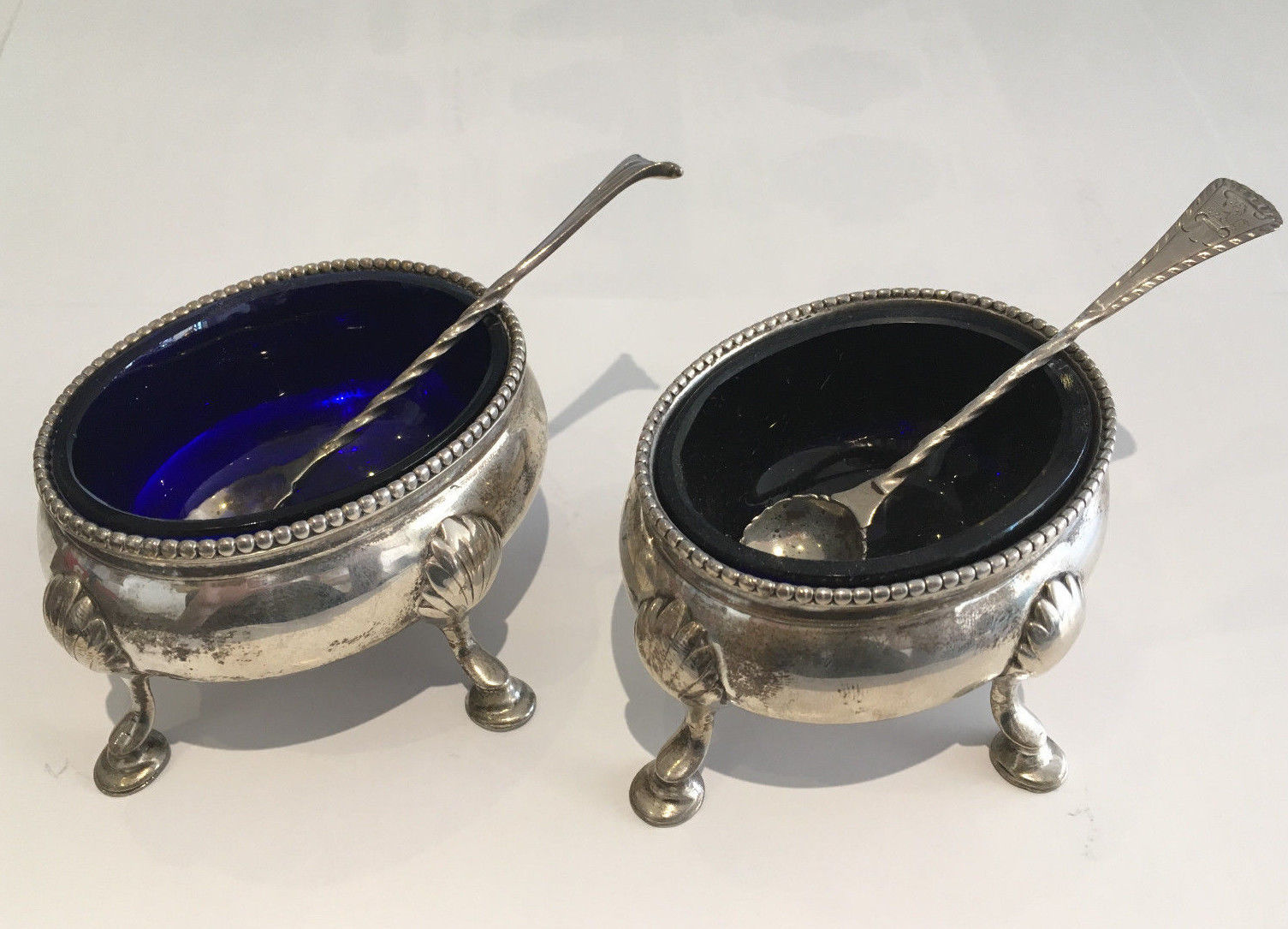 Set of 2 George III Silver Salt Cellars with Spoons Circa 1777 - 1781