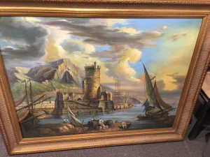 17th Century Style Harbor Scene Modern Oil on Canvas LARGE Oil Painting