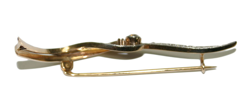18k Yellow and White Gold Art Deco 0.50ct Diamond Women's Brooch - Image 2