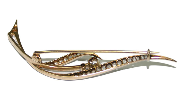 18k Yellow and White Gold Art Deco 0.50ct Diamond Women's Brooch - Image 3