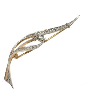 18k Yellow and White Gold Art Deco 0.50ct Diamond Women's Brooch