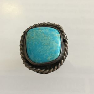 Vintage Sterling Silver Turquoise Ring - Size 8.5