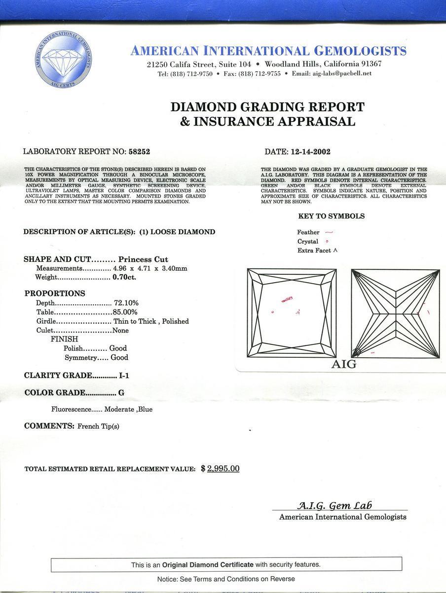 Platinum AIG Graded Princess Cut Diamond Engagement Ring & Band – Size 5 - Image 8