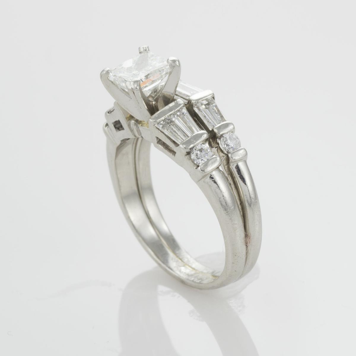 Platinum AIG Graded Princess Cut Diamond Engagement Ring & Band – Size 5 - Image 7