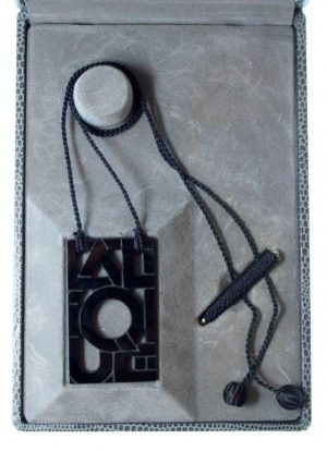 Lalique Paris Fine French Glass Pendant and Silk Rope Necklace - Adjustable 26''