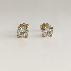 14k Yellow Gold Diamond Stud Earrings 1.53ct
