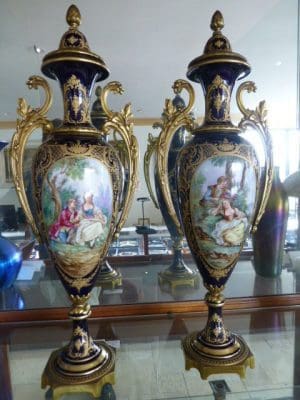 Pair of French Lidded Deep Cobalt Blue Antique Vases 1850-1899 by "Granet"