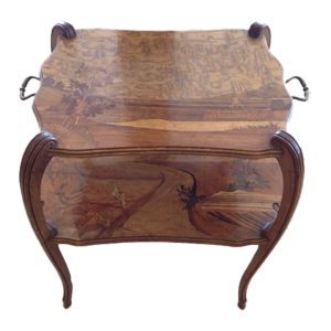 Antique Art Nouveau Inlaid Dessert Table by Victor Prouve - Signed - Circa 1920s