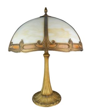 Pairpoint Art Nouveau Leaded Glass Panel Lamp Circa 1920 SIGNED