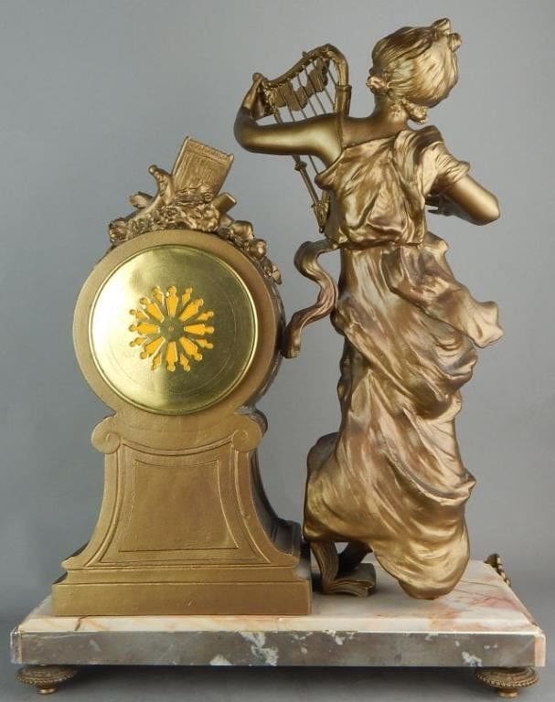 French Victorian Manel Clock Signed Improvisation par L & F Moreau