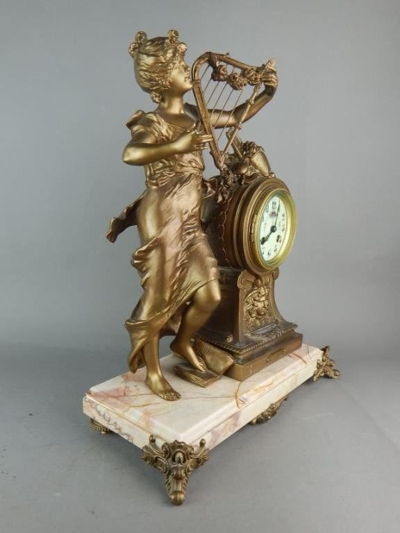 French Victorian Manel Clock Signed Improvisation par L & F Moreau