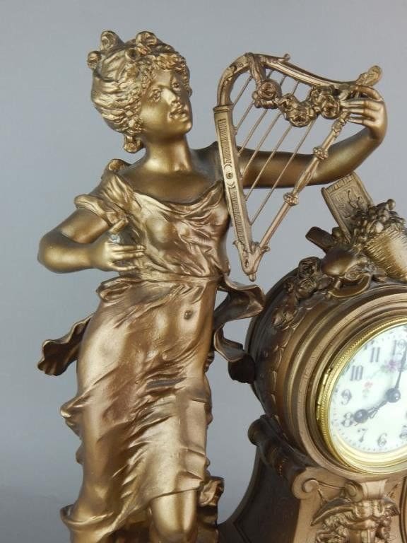French Victorian Manel Clock Signed Improvisation par L & F Moreau