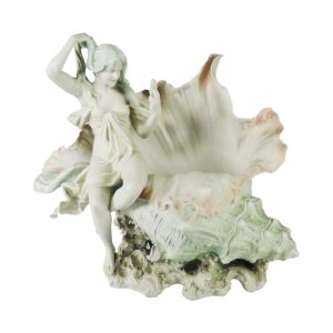 Royal Dux Figural Porcelain Vase Circa 1920 Beach Shell Ocean Design