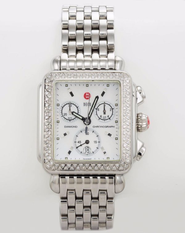 New Michele Deco Stainless Steel Real Diamond  Watch Chronograph - Silver Deco Diamond Stainless Steel Watch MWW06A000778 - MICHELE® main image 4