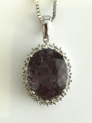 14K White Gold Tourmaline Necklace with Diamond Accents 8.33 TCW
