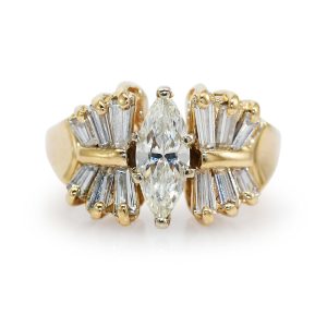 Marquise Diamond Ring in 14K Yellow Gold