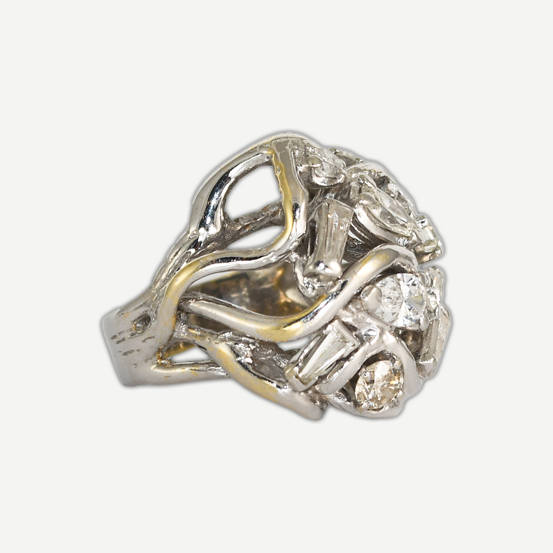 14k White Gold Diamond Cocktail Ring 2.05ct - Image 2