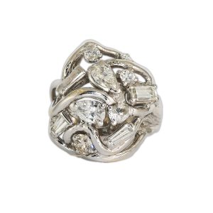 14k White Gold Diamond Cocktail Ring 2.05ct