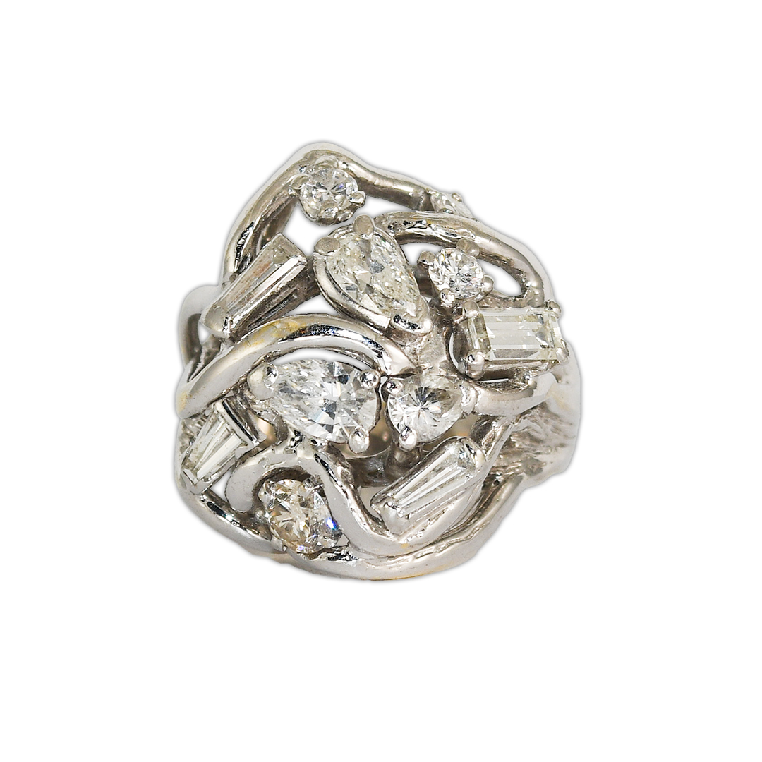 14k White Gold Diamond Cocktail Ring 2.05ct