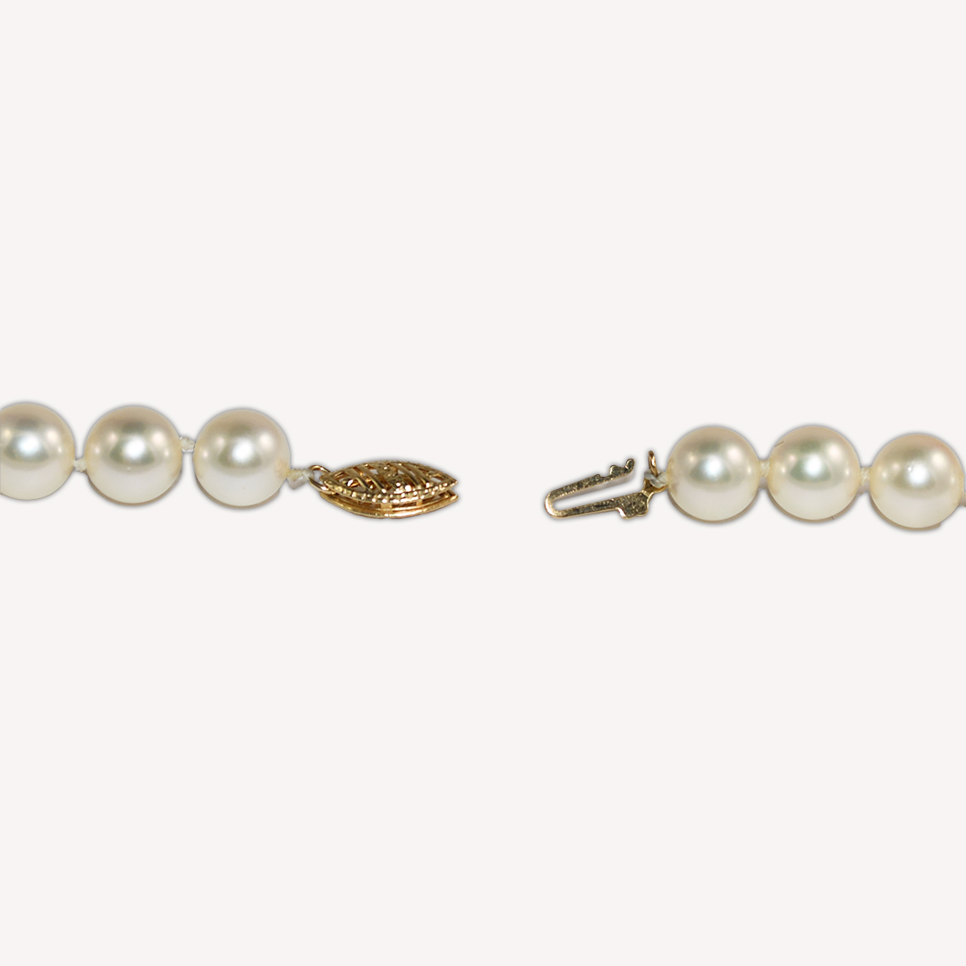 14K Yellow Gold White Salt Water Cultured Pearl Necklace 28" - Image 4