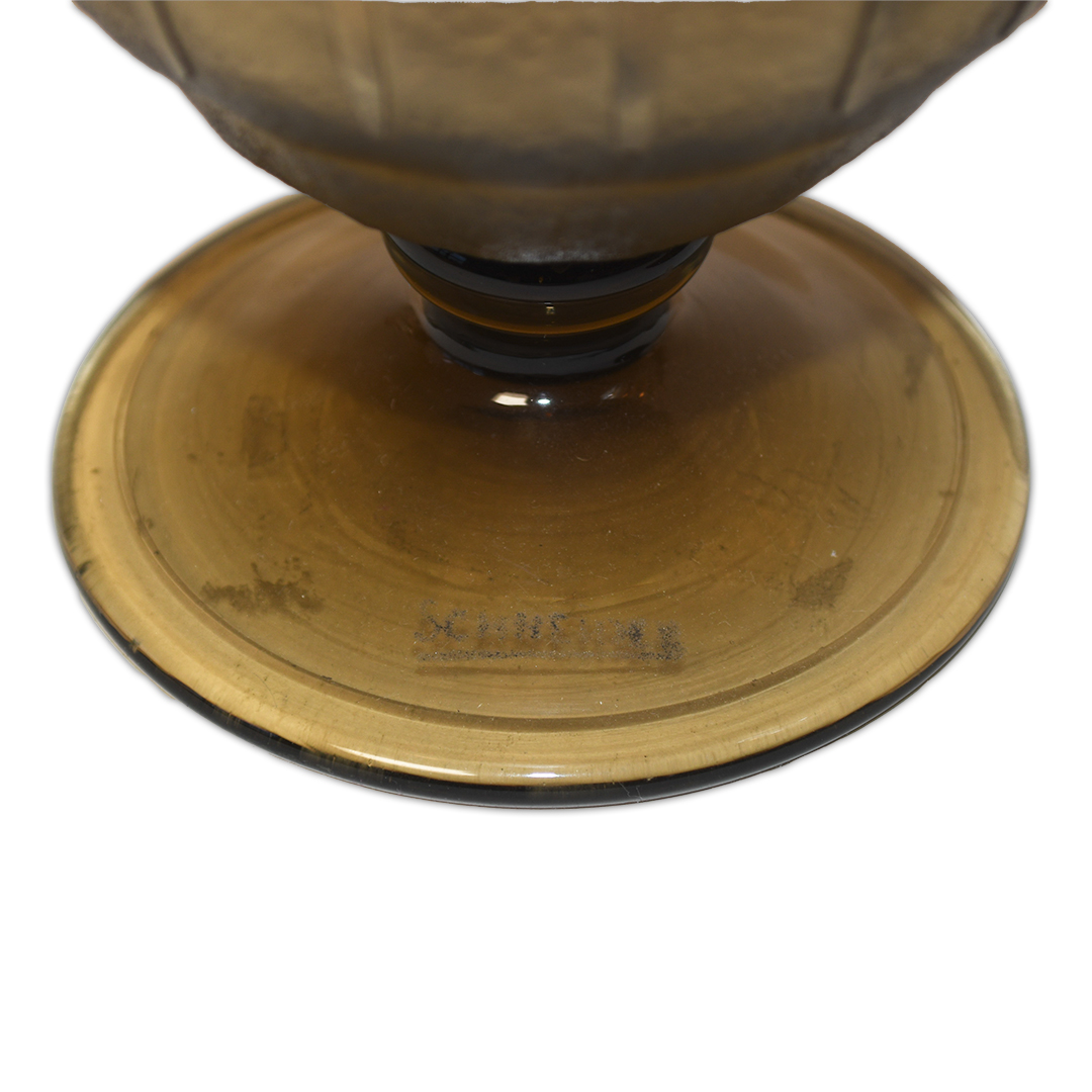 Pair of Schneider Art Deco Acid-Etched Topaz Glass Vase - Image 5