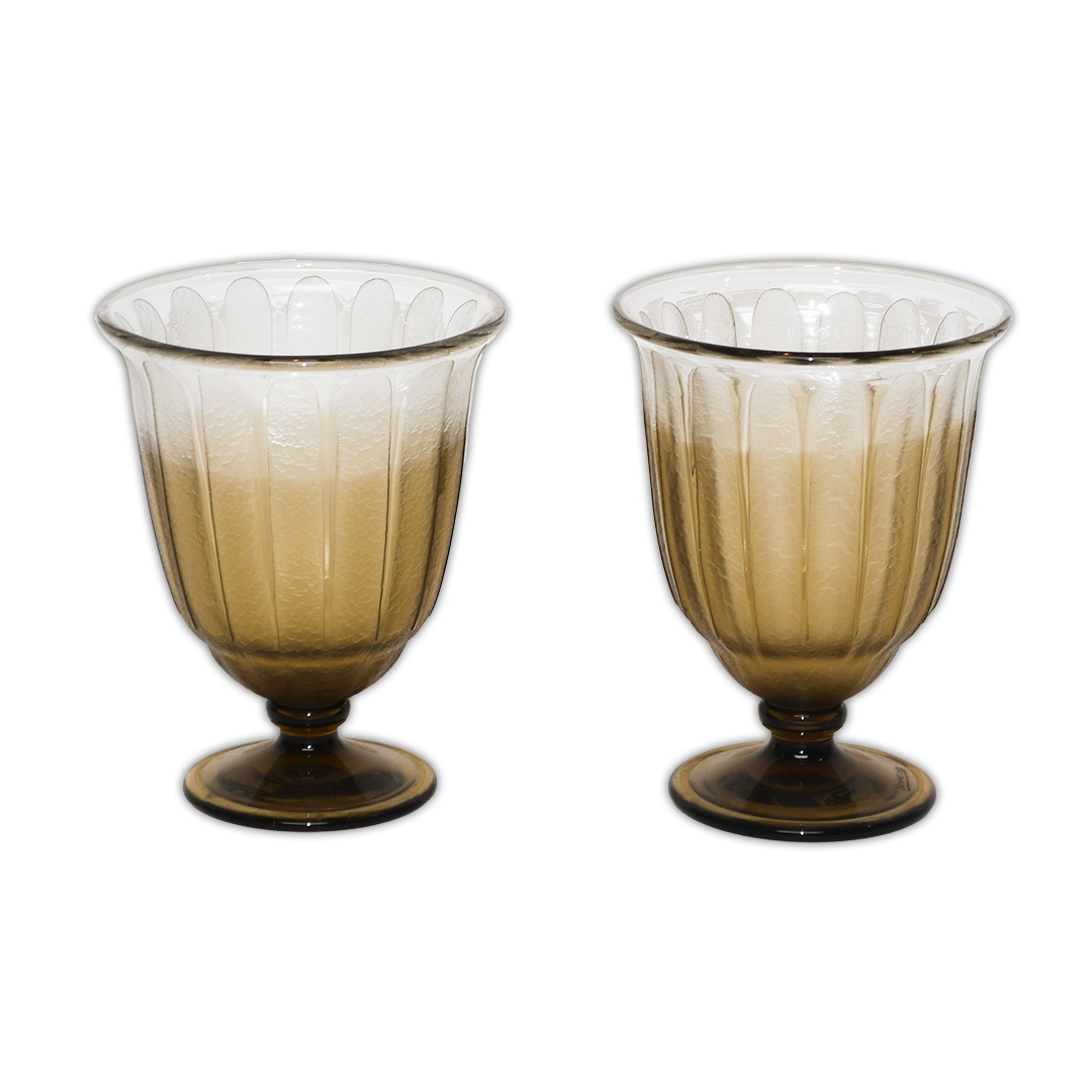 Schneider Art Deco Acid-Etched Topaz Glass Vase